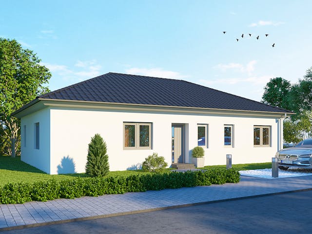 Massivhaus Bungalow BL 95 Basis von Baudirekt, Bungalow Außenansicht 1 Massivhaus Bungalow BL 95 Basis von Baudirekt, Bungalow Außenansicht 1