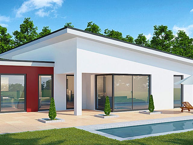 Massivhaus Bungalow BL 135 Variante M von Baudirekt, Bungalow Außenansicht 1