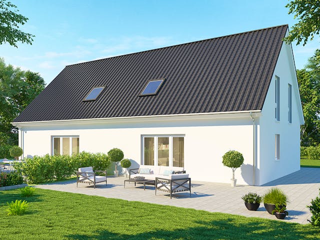 Massivhaus Doppelhaus DH 110 Basis von Baudirekt, Satteldach-Klassiker Außenansicht 1 Massivhaus Doppelhaus DH 110 Basis von Baudirekt, Satteldach-Klassiker Außenansicht 1