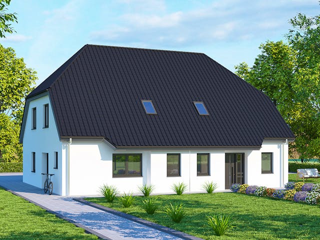 Massivhaus Doppelhaus DH 120 Basis von Baudirekt, Außenansicht 1 Massivhaus Doppelhaus DH 120 Basis von Baudirekt, Außenansicht 1