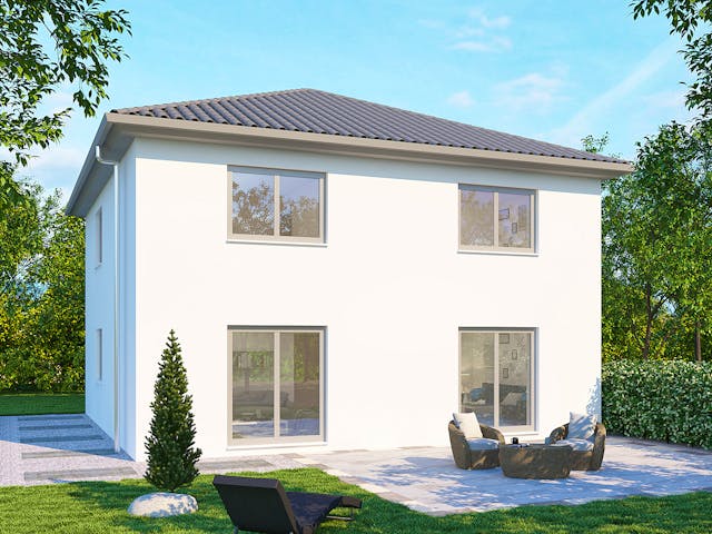 Massivhaus Stadtvilla SV140 Basis von Baudirekt, Stadtvilla Außenansicht 1