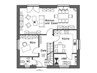Massivhaus Stadtvilla SV140 Basis von Baudirekt, Stadtvilla Grundriss 1