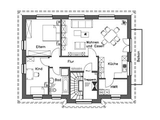 Massivhaus Zweifamilienhaus ZH185 Basis von Baudirekt, Stadtvilla Grundriss 2