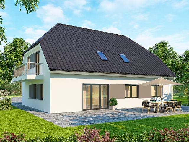 Massivhaus Zweifamilienhaus ZH210 Basis von Baudirekt, Satteldach-Klassiker Außenansicht 1