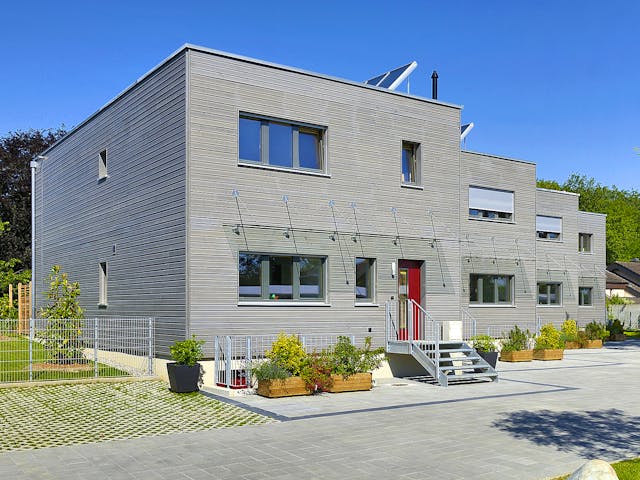 Fertighaus Mehrfamilienhaus Gardet von Bau-Fritz - Mehrfamilienhäuser Schlüsselfertig ab 595000€, Cubushaus Außenansicht 1