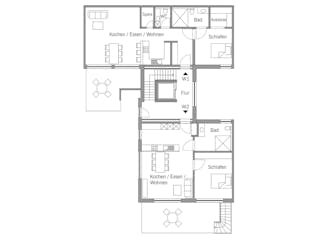 Fertighaus Mehrfamilienhaus Geske von Bau-Fritz - Mehrfamilienhäuser Schlüsselfertig ab 1710000€, Cubushaus Grundriss 1