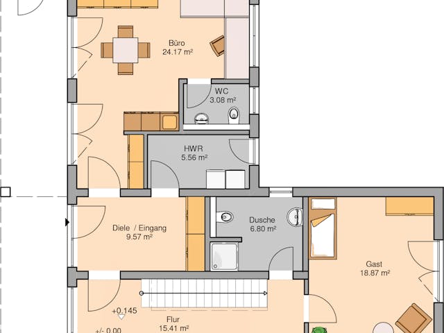 Massivhaus Bauhaus Ixeo von Kern-Haus Schlüsselfertig ab 752900€, Cubushaus Grundriss 1