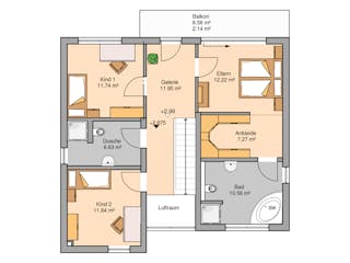Massivhaus Bauhaus Linea von Kern-Haus Schlüsselfertig ab 462900€, Cubushaus Grundriss 2