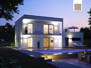 Massivhaus Bauhaus Novum von Kern-Haus Schlüsselfertig ab 346900€, Cubushaus Außenansicht 2