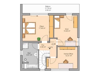 Massivhaus Bauhaus Novum von Kern-Haus Schlüsselfertig ab 346900€, Cubushaus Grundriss 2