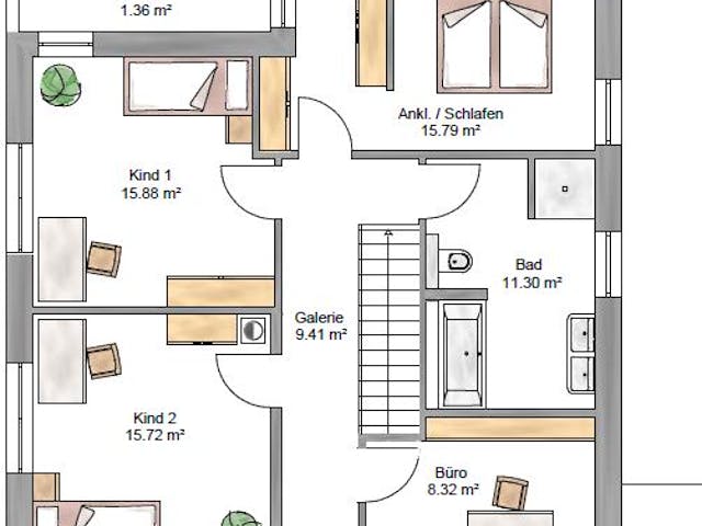 Fertighaus Bauhaus 160 inkl. Eingangsüberdachung von Suckfüll Energiesparhaus Schlüsselfertig ab 484875€, Grundriss 2