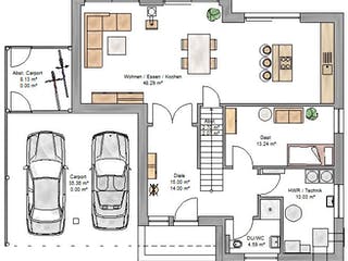 Fertighaus Bauhaus 197 von Suckfüll Energiesparhaus Schlüsselfertig ab 547875€, Cubushaus Grundriss 2