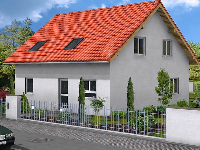 Massivhaus DAYDREAM 2 von BAUTREND-Haus, Satteldach-Klassiker Außenansicht 1