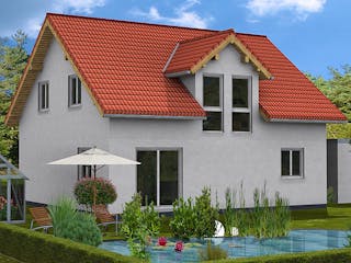 Massivhaus DAYDREAM 2 von BAUTREND-Haus, Satteldach-Klassiker Außenansicht 2