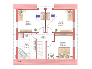 Massivhaus DAYDREAM 2 von BAUTREND-Haus, Satteldach-Klassiker Grundriss 2