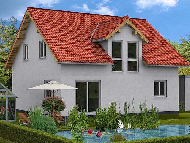 Massivhaus DAYDREAM von BAUTREND-Haus, Satteldach-Klassiker Außenansicht 1