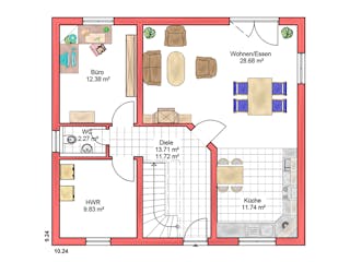 Massivhaus DAYDREAM von BAUTREND-Haus, Satteldach-Klassiker Grundriss 1
