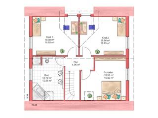Massivhaus DAYDREAM von BAUTREND-Haus, Satteldach-Klassiker Grundriss 2