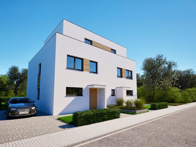 Massivhaus Entwurf FI166 von FAVORIT Massivhaus, Cubushaus Außenansicht 1
