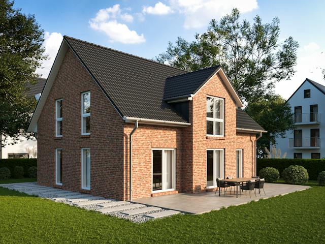 Massivhaus KAPITÄNSHAUS 160 von Kähler Massivhaus Schlüsselfertig ab 407420€, Satteldach-Klassiker Außenansicht 1