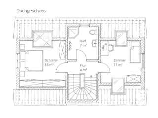 Massivhaus Eineinhalbgeschosser 90/110 von Ever Energy Home, Satteldach-Klassiker Grundriss 2