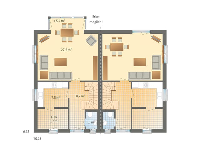 Fertighaus Billund von Danhaus Deutschland Schlüsselfertig ab 366810€, Satteldach-Klassiker Grundriss 1 Fertighaus Billund von Danhaus Deutschland Schlüsselfertig ab 366810€, Satteldach-Klassiker Grundriss 1