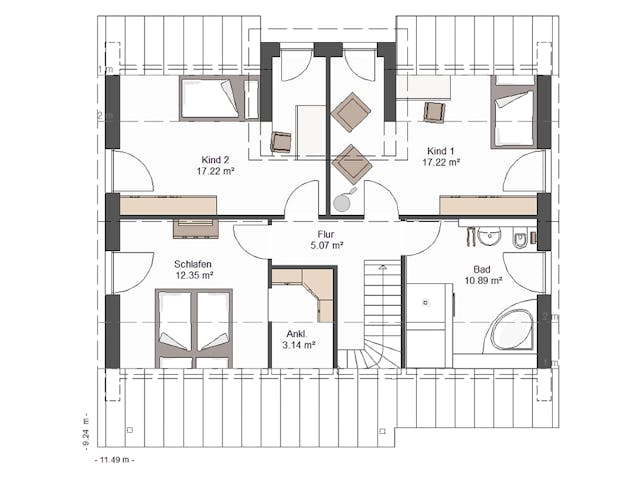 Massivhaus Costa von Bischoff Massivhaus Schlüsselfertig ab 370400€, Satteldach-Klassiker Grundriss 2