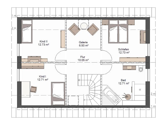 Massivhaus Luca von Bischoff Massivhaus Schlüsselfertig ab 346300€, Satteldach-Klassiker Grundriss 2