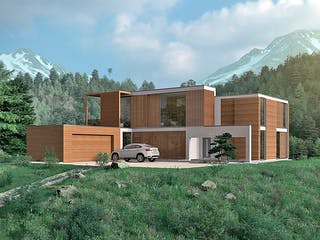 Fertighaus Haus Bellevue Forêt von Bodenseehaus, Cubushaus Außenansicht 1