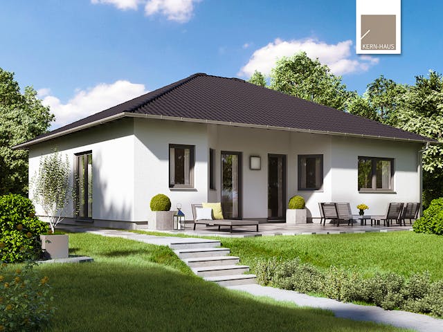 Massivhaus Bungalow Flair von Kern-Haus Schlüsselfertig ab 316900€, Bungalow Außenansicht 1