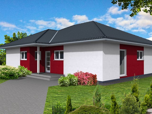 Fertighaus Bungalow 123 von Suckfüll Energiesparhaus Schlüsselfertig ab 391164€, Bungalow Außenansicht 1 Fertighaus Bungalow 123 von Suckfüll Energiesparhaus Schlüsselfertig ab 391164€, Bungalow Außenansicht 1