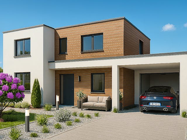 Massivhaus Bauhaus 165 von Bauwerk Chemnitz Immobilien Schlüsselfertig ab 625000€, Cubushaus Außenansicht 1