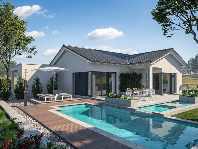 Fertighaus AMBIENCE 77 V2 von Bien-Zenker Schlüsselfertig ab 302645€, Bungalow Außenansicht 1