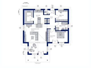 Fertighaus AMBIENCE 100 V2 von Bien-Zenker Schlüsselfertig ab 343389€, Bungalow Grundriss 1