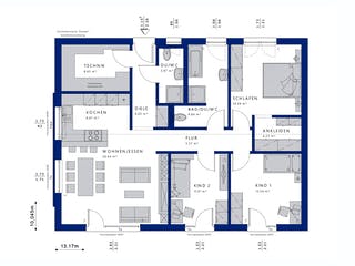 Fertighaus AMBIENCE 110 V2 von Bien-Zenker Schlüsselfertig ab 365387€, Bungalow Grundriss 1