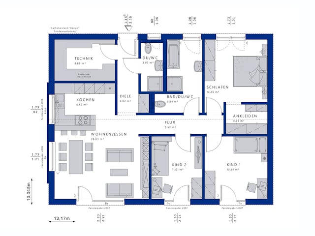 Fertighaus AMBIENCE 110 V2 von Bien-Zenker Schlüsselfertig ab 326802€, Bungalow Grundriss 1