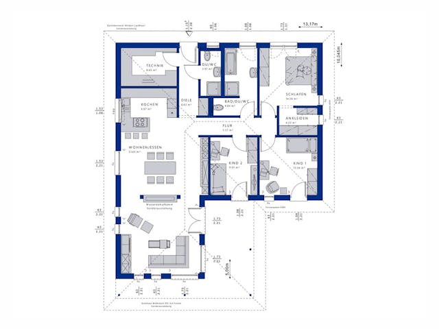 Fertighaus AMBIENCE 110 V3 von Bien-Zenker Schlüsselfertig ab 336834€, Bungalow Grundriss 1