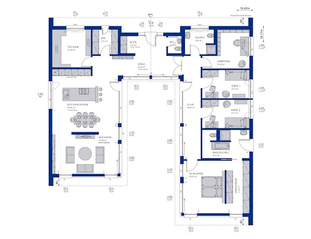 Atriumhaus mit Pool und geöffnetem Grundriss in U-Form