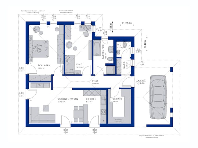 Fertighaus AMBIENCE 88 V3 von Bien-Zenker Schlüsselfertig ab 295069€, Bungalow Grundriss 1