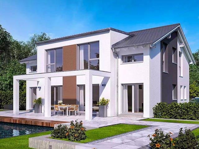 Fertighaus CELEBRATION 192 V4 von Bien-Zenker Schlüsselfertig ab 541416€, Satteldach-Klassiker Außenansicht 1