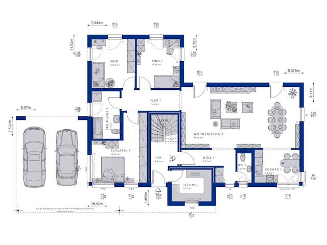 Fertighaus CELEBRATION 282 V3 von Bien-Zenker Schlüsselfertig ab 895648€, Cubushaus Grundriss 1