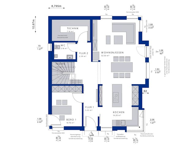 Fertighaus CONCEPT-M 152 Pfullingen von Bien-Zenker Schlüsselfertig ab 499635€, Satteldach-Klassiker Grundriss 1