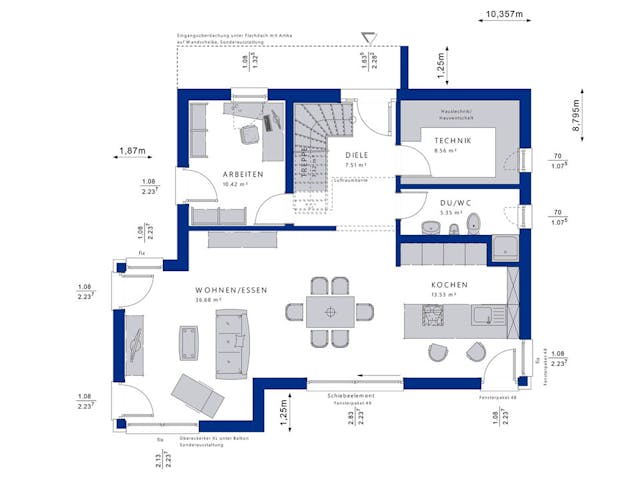 Fertighaus CONCEPT-M 145 Zweibrücken von Bien-Zenker Schlüsselfertig ab 489601€, Stadtvilla Grundriss 1