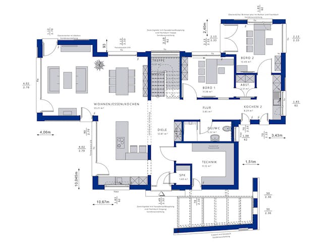 Fertighaus CONCEPT-M 154 Hannover von Bien-Zenker Schlüsselfertig ab 658253€, Satteldach-Klassiker Grundriss 1