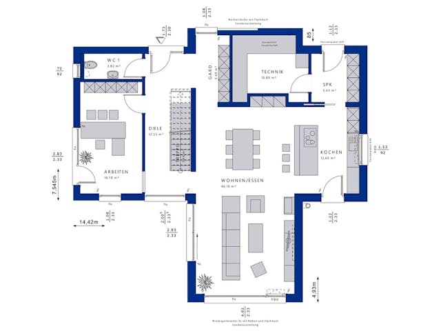 Fertighaus CONCEPT-M 170 Villingen-Schwenningen von Bien-Zenker, Pultdachhaus Grundriss 1