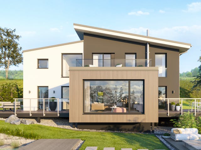 Fertighaus CONCEPT-M 170 Villingen-Schwenningen von Bien-Zenker Schlüsselfertig ab 602643€, Pultdachhaus Außenansicht 1 Fertighaus CONCEPT-M 170 Villingen-Schwenningen von Bien-Zenker Schlüsselfertig ab 602643€, Pultdachhaus Außenansicht 1