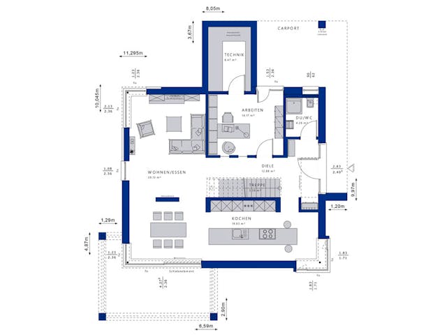 Fertighaus CONCEPT-M 172 Köln von Bien-Zenker Schlüsselfertig ab 740689€, Satteldach-Klassiker Grundriss 1