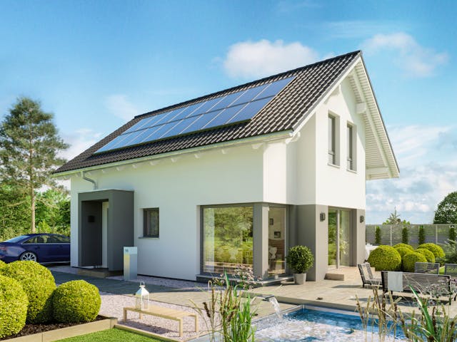 Fertighaus EDITION 123 V2 von Bien-Zenker Schlüsselfertig ab 328871€, Satteldach-Klassiker Außenansicht 1