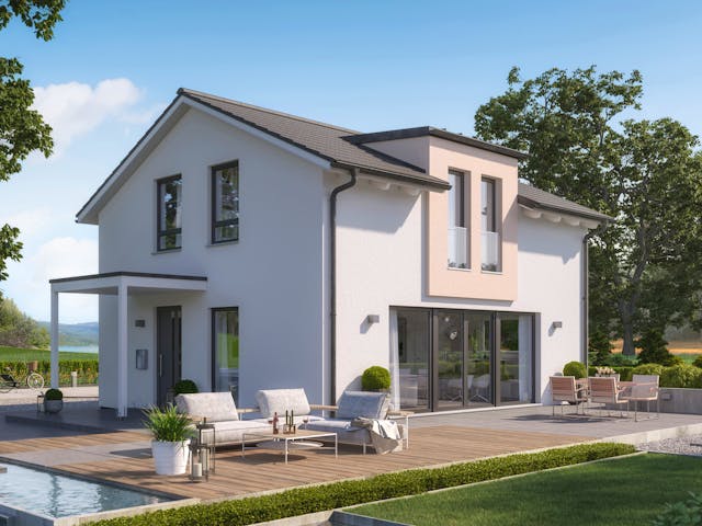 Fertighaus EDITION 125 V3 von Bien-Zenker Schlüsselfertig ab 303249€, Satteldach-Klassiker Außenansicht 1