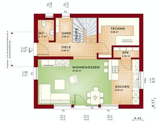 Fertighaus EDITION 125 V3 von Bien-Zenker Schlüsselfertig ab 332796€, Satteldach-Klassiker Grundriss 1
